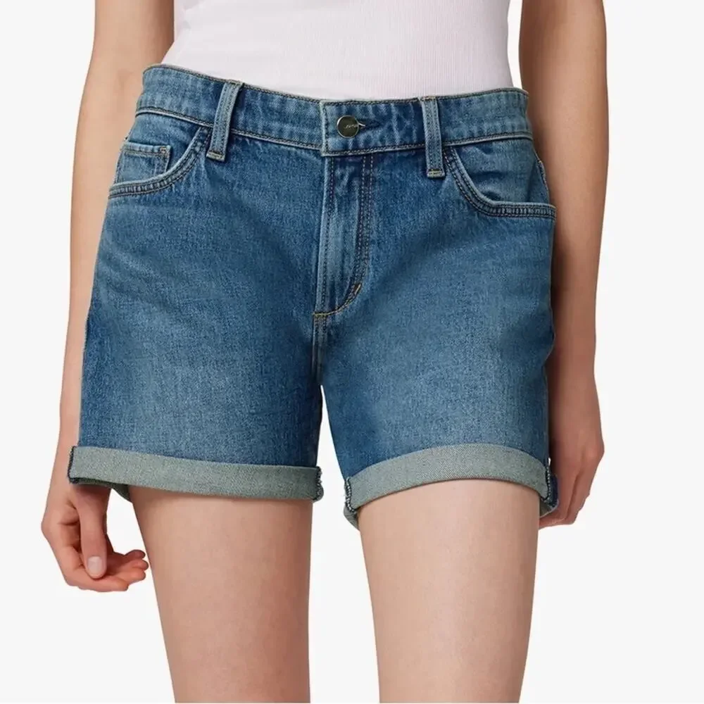NEW Joes Jeans 5” Cuffed Jean Shorts Stretch Mid-Rise Denim Womens 28 $118